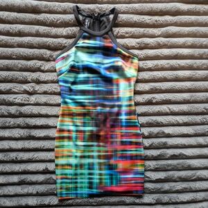 bebe Colorful Halter Mini Dress
